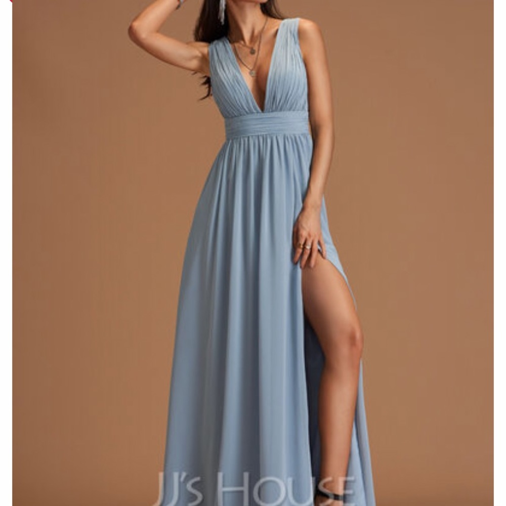 Light blue/ grey long bridesmaid dress! Never worn, brand new!